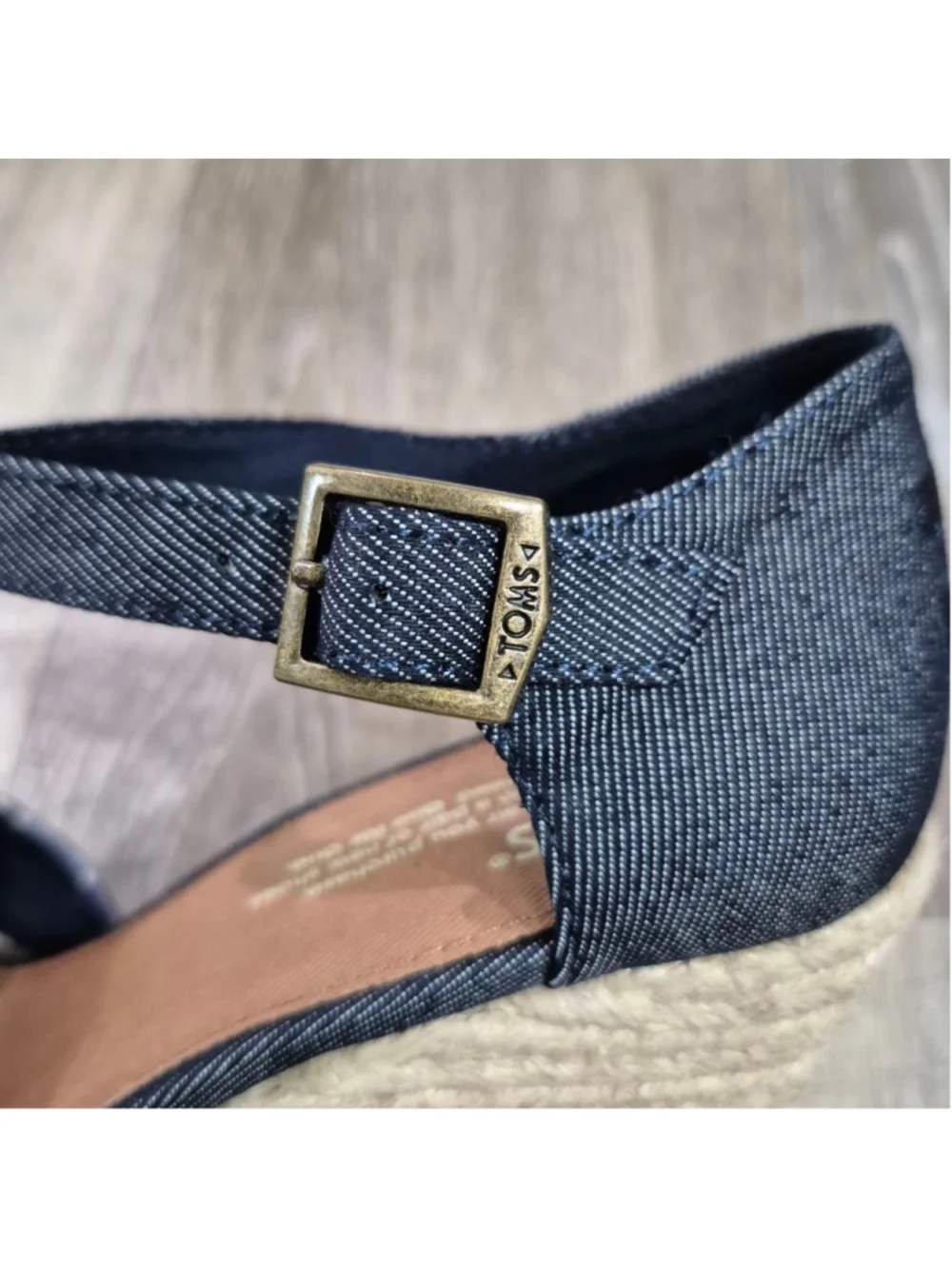 Women's TOMS Blue Denim Espadrille Wedge Sandals 7.5